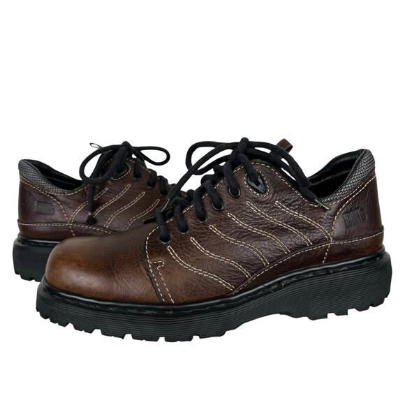 Vintage Dr Martens Brown Leather Chunky Lace Up Platform Shoes Made in England 9 main image 15
